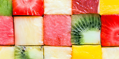 Various fruit cubes.